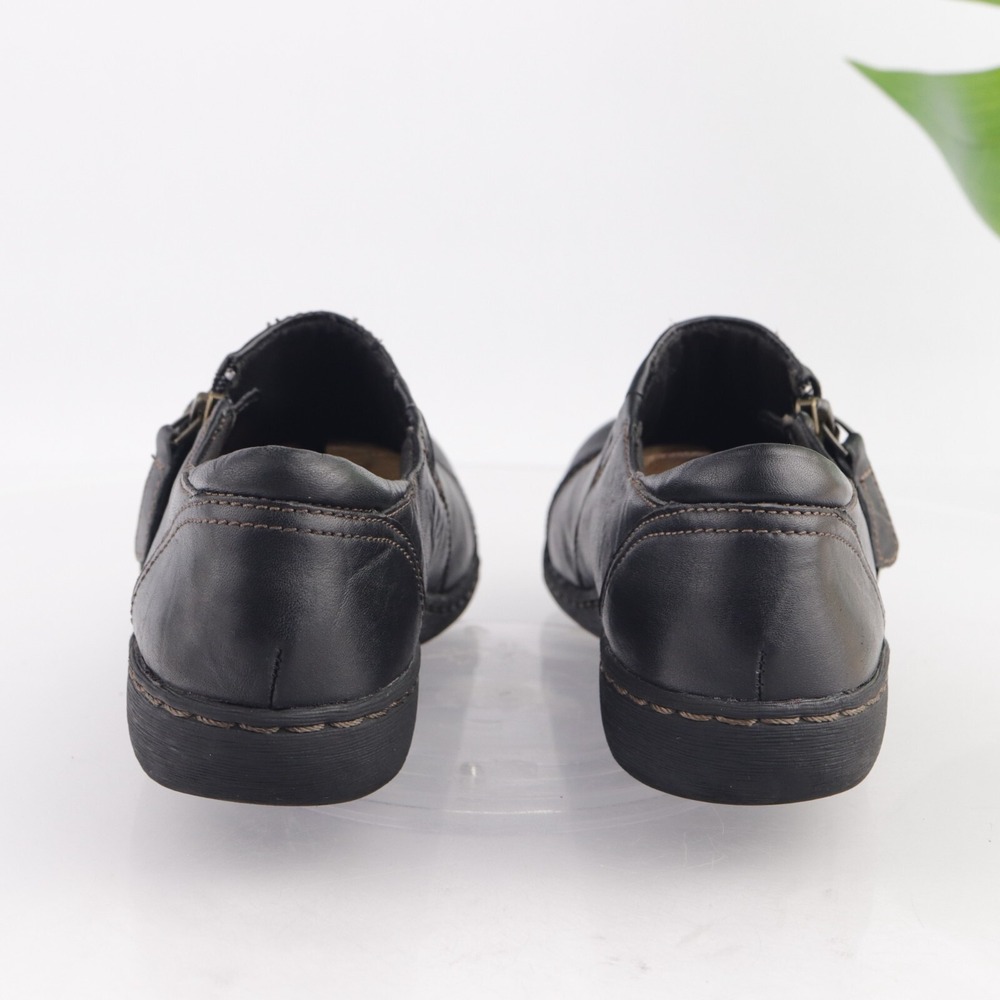 Clarks Womens Ashland Palm‎ Loafer Size 8 Black Leather Comfort Flat Shoe Zip Up - Picture 4 of 13